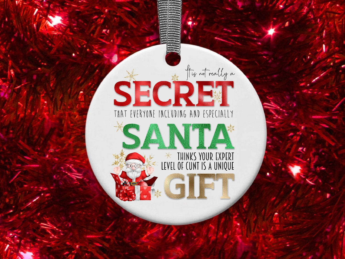 Rude Christmas Secret Santa Gift - Christmas Bauble - Ornament - Friend Funny Gift - Christmas Present - Keepsake Novelty Christmas Gift