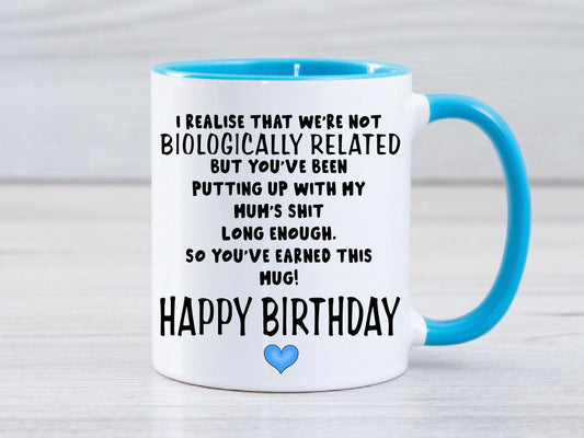 Step-dad stepdad not biologically related but thanks funny birthday mug cup gift for him christmas present
