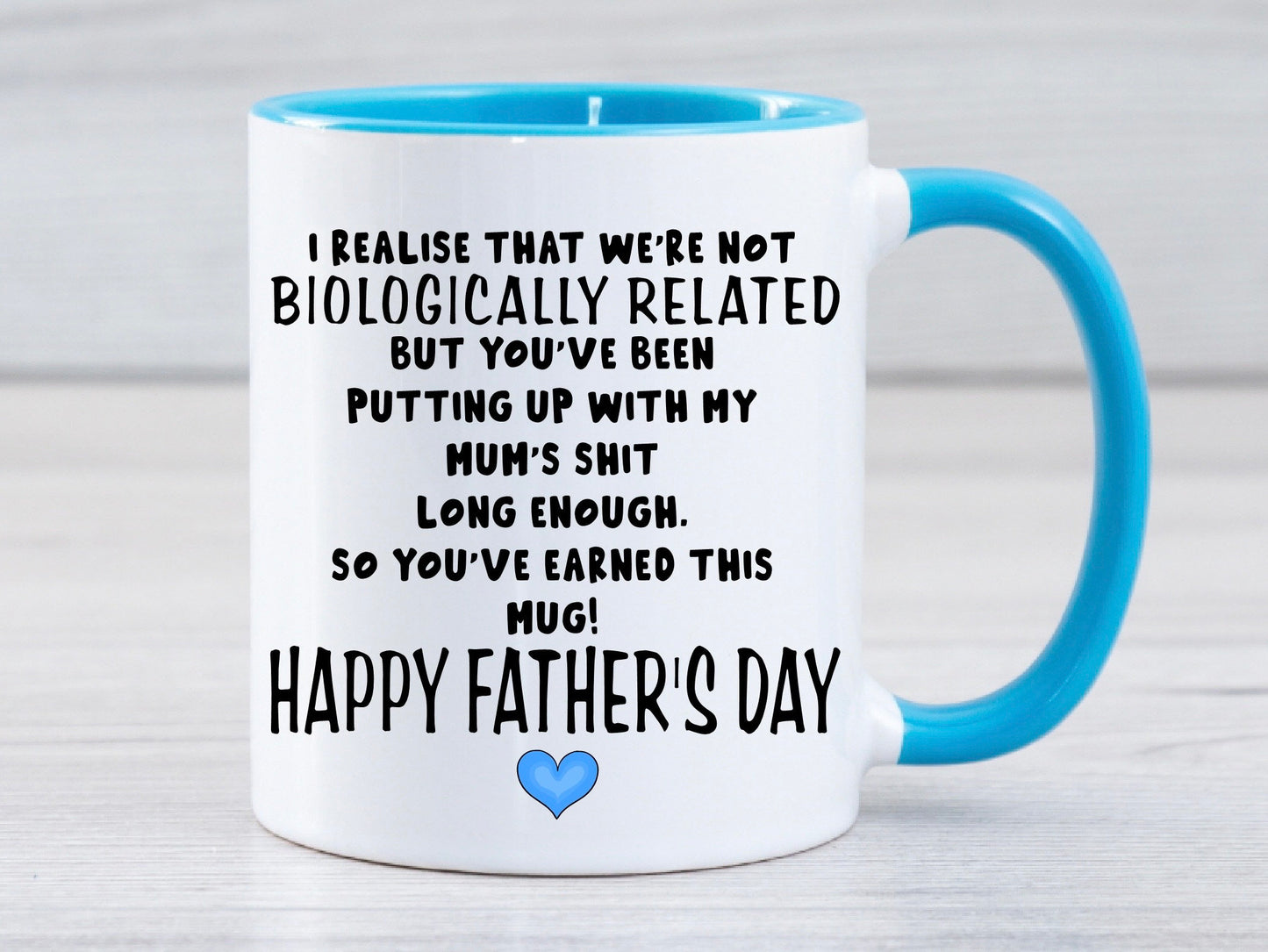 Step-dad stepdad not biologically related but thanks funny Father’s Day mug cup gift present