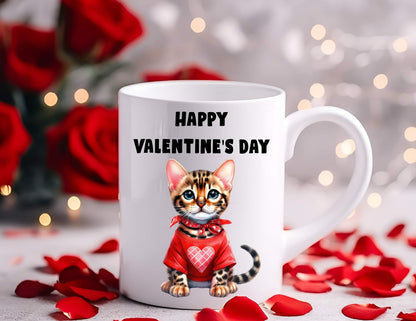 Cat Lovers Valentine’s Day Gift, 11oz White Mug Perfect Present for Boyfriend, Girlfriend, Partner, Fiancé, Fiancée, Husband, Wife