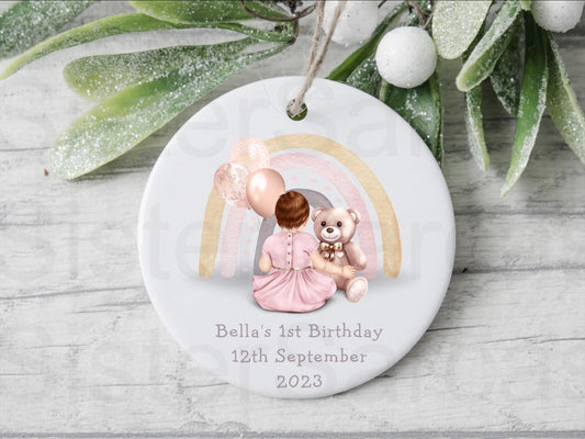 Baby Girls 1st First Birthday Personalised Plaque Keepsake Gift Bauble Niece Granddaughter Goddaughter Daughter 2nd Birthday 3rd Birthday