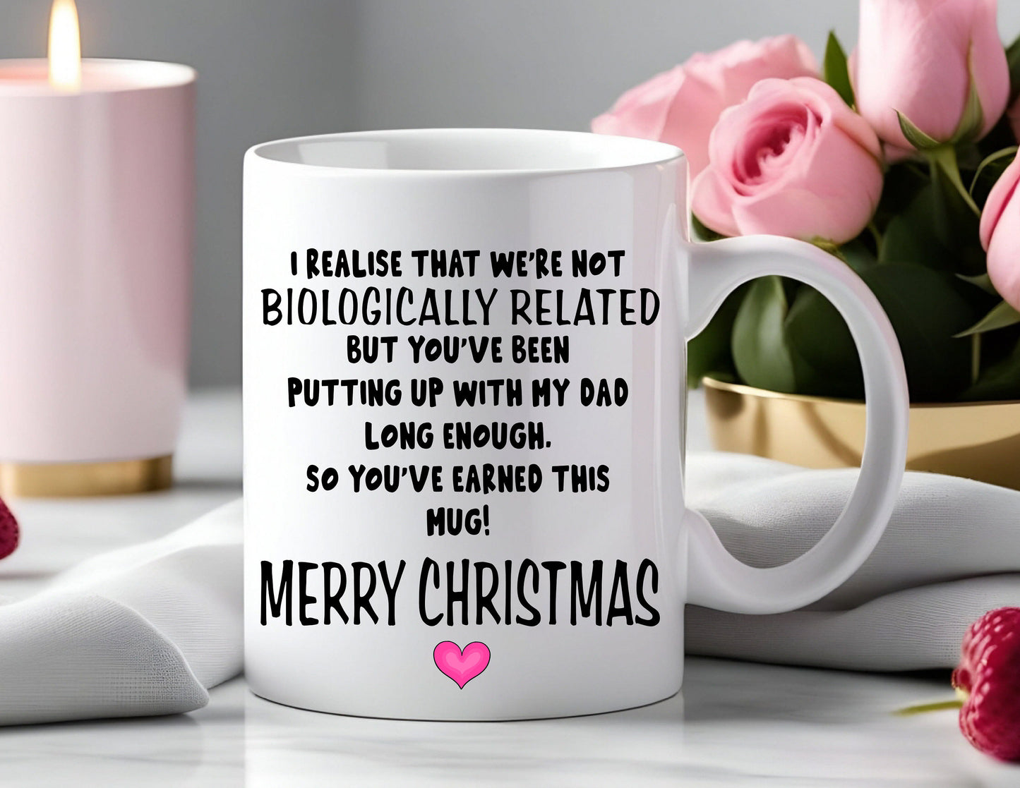 Personalised Stepmum Not Biologically Related Step Mum Bonus Mum Christmas Funny Gift Mug Cup Birthday Gift Mother’s Day Present