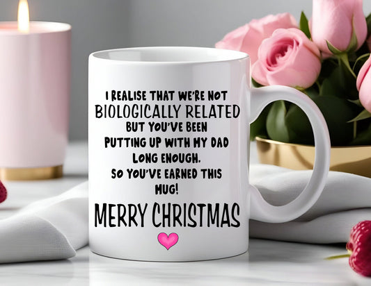 Personalised Stepmum Not Biologically Related Step Mum Bonus Mum Christmas Funny Gift Mug Cup Birthday Gift Mother’s Day Present