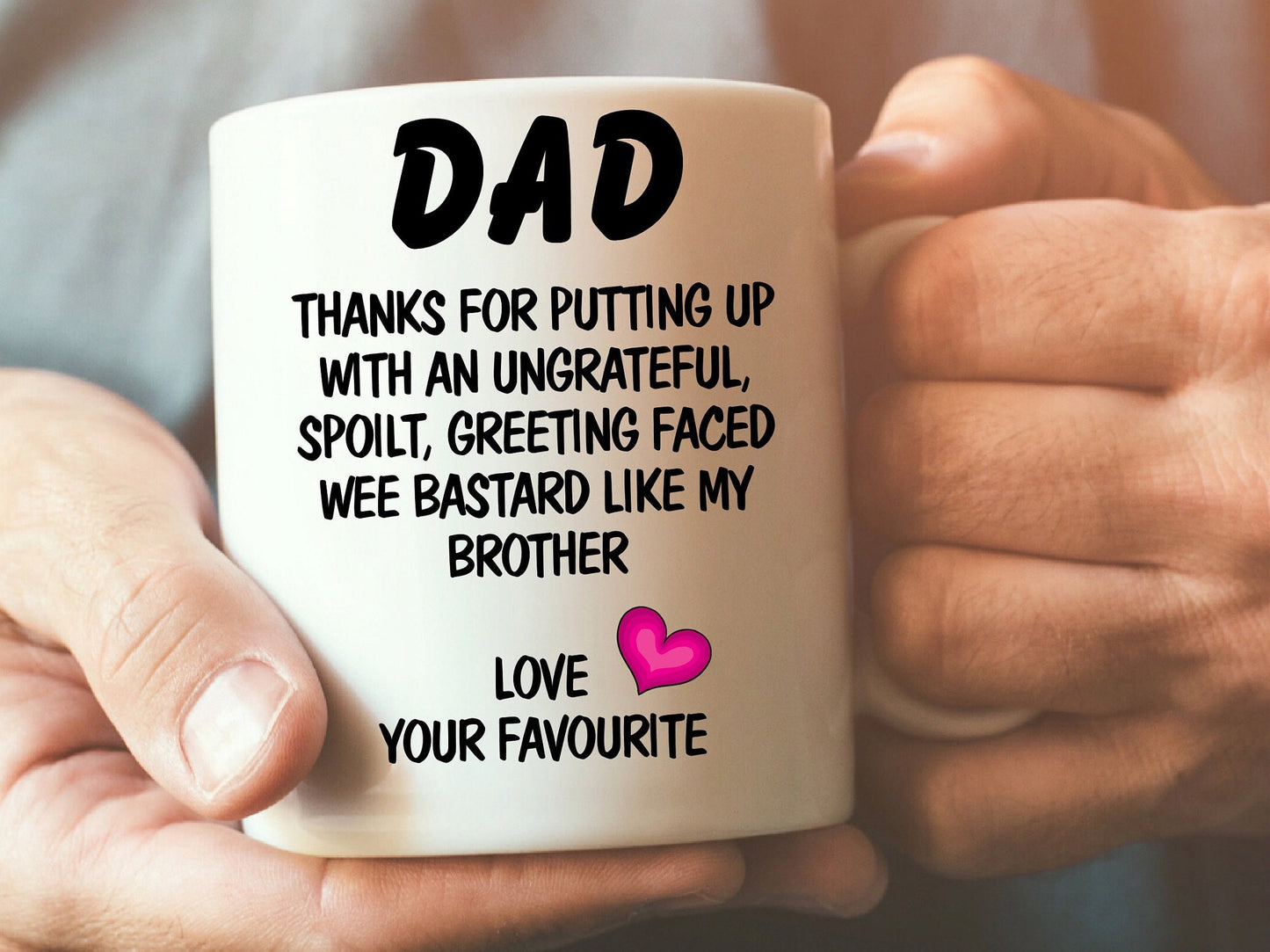 Dad Funny Rude Father’s Day Gift, Thanks for putting up with my brother Dad, funny rude mug cup, Birthday gift, Christmas present,