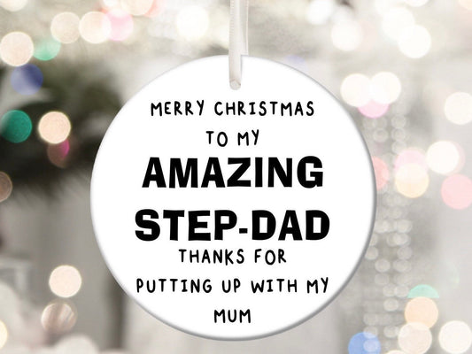 Step-Dad Amazing Stepdad Step Dad Parent Personalised Christmas Bauble Funny Gift Present Keepsake Novelty Christmas Tree Xmas For Him