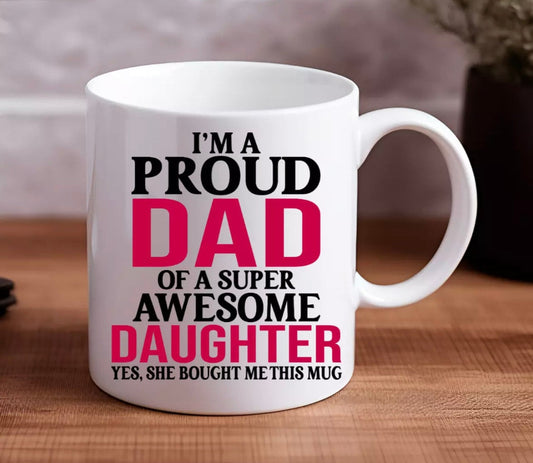 Proud Dad Funny Mug | Father’s Day Christmas Birthday | Gift For Him Funny Present Secret Santa | Personalised Gift For Dad