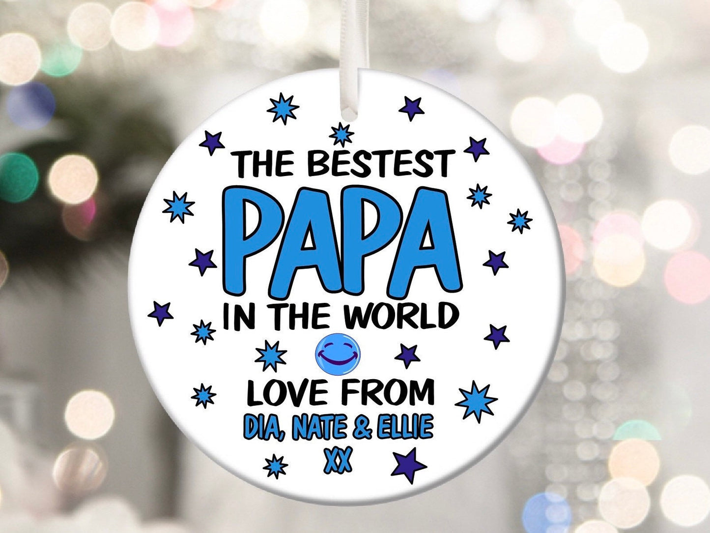 Best Papa In The World Personalised Plaque, Christmas Bauble, Funny Gift Present Keepsake Novelty Christmas Tree Xmas For Him