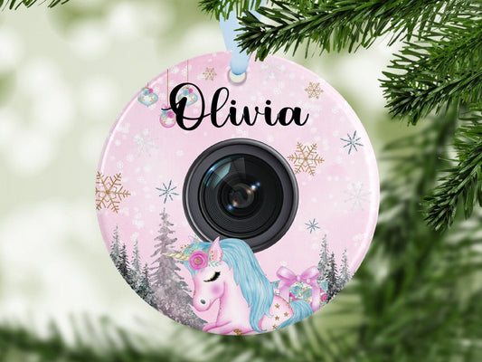 Kids Girl Daughter Niece Unicorn Personalised Christmas Bauble Ornament Decoration Gift Present Keepsake Novelty Christmas Tree Xmas