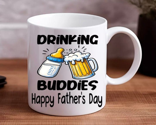 Drinking Buddies Funny Mug | Father’s Day Christmas Birthday | Gift For Him Funny Present Secret Santa | Personalised Gift For Dad Newborn