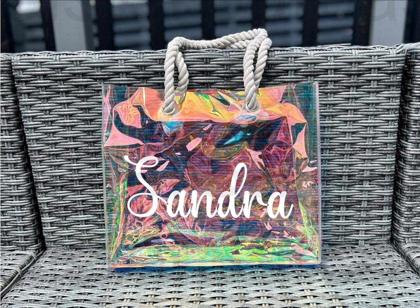 Personalised Hen Do PVC Beach Bag, Beach Bag with Sturdy Rope Handle - various colours available, perfect for holiday, neon beach bags,