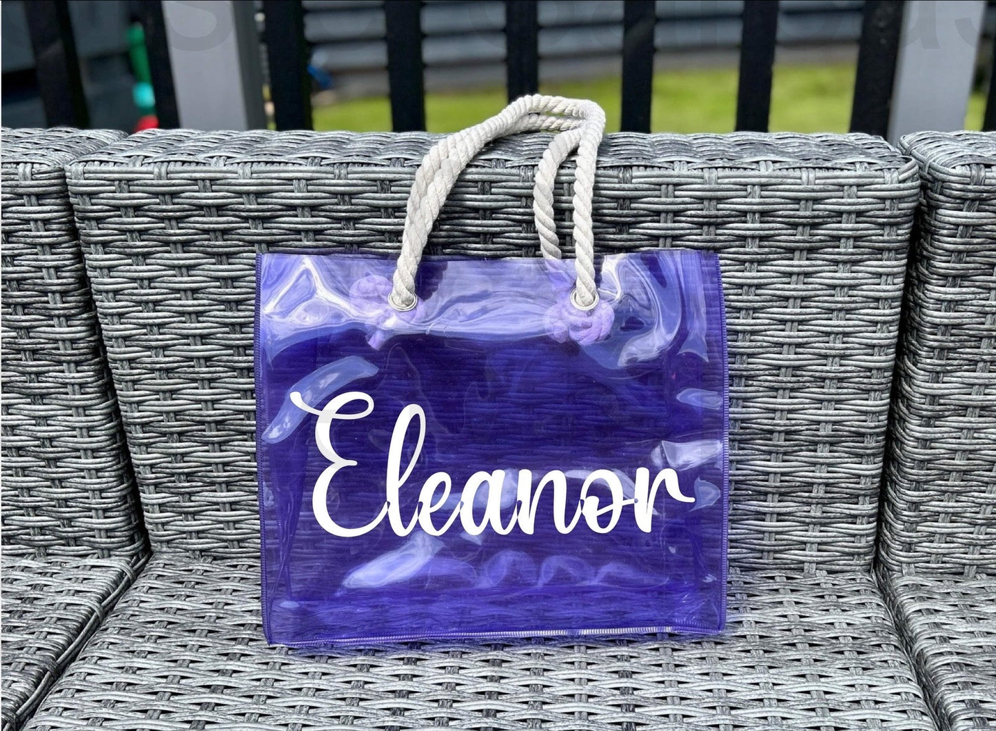 Personalised Kids PVC Swimming Bag, Beach Bag with Sturdy Rope Handle - various colours available, perfect for holiday, neon beach bags,