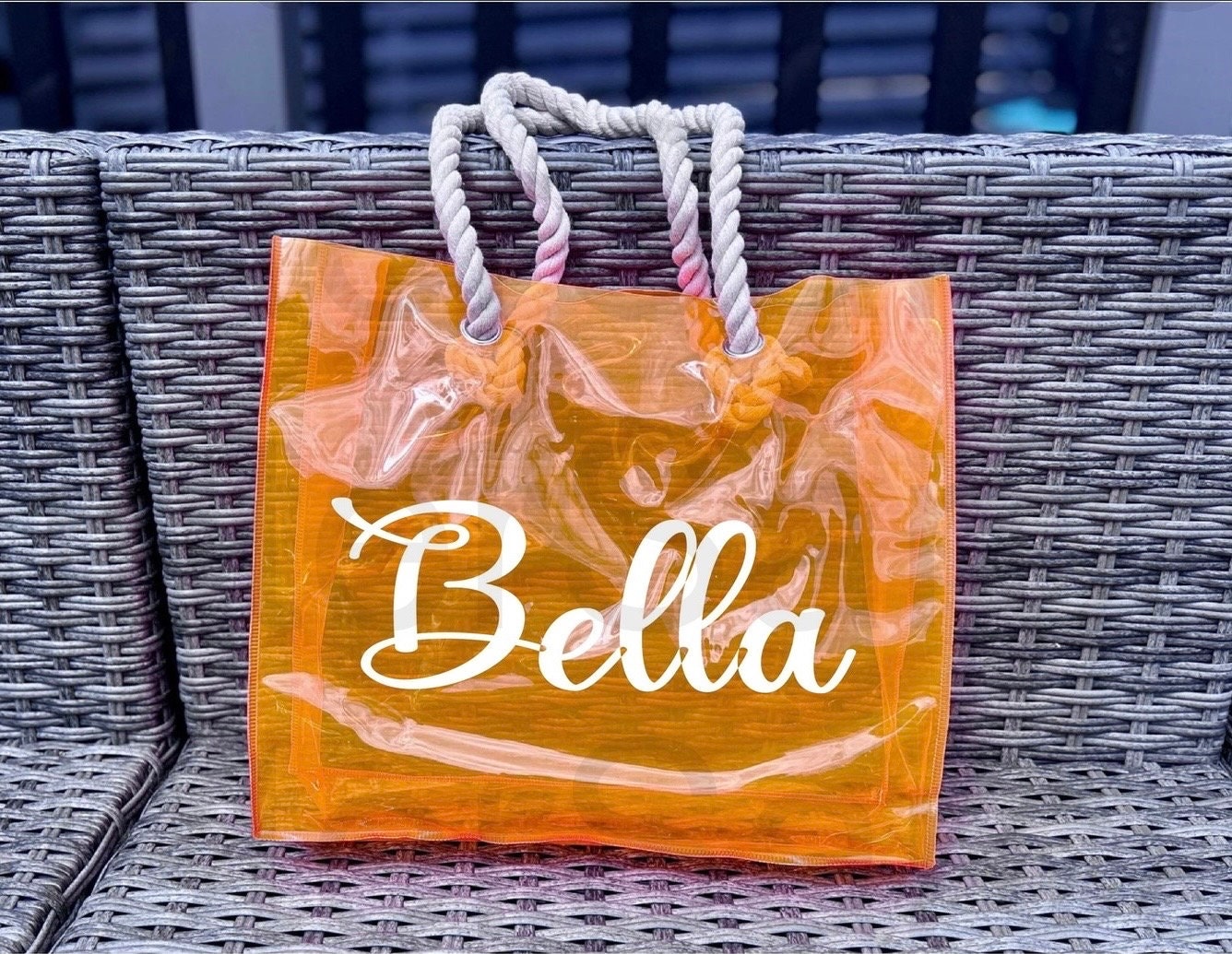 Personalised Hen Do PVC Beach Bag, Beach Bag with Sturdy Rope Handle - various colours available, perfect for holiday, neon beach bags,