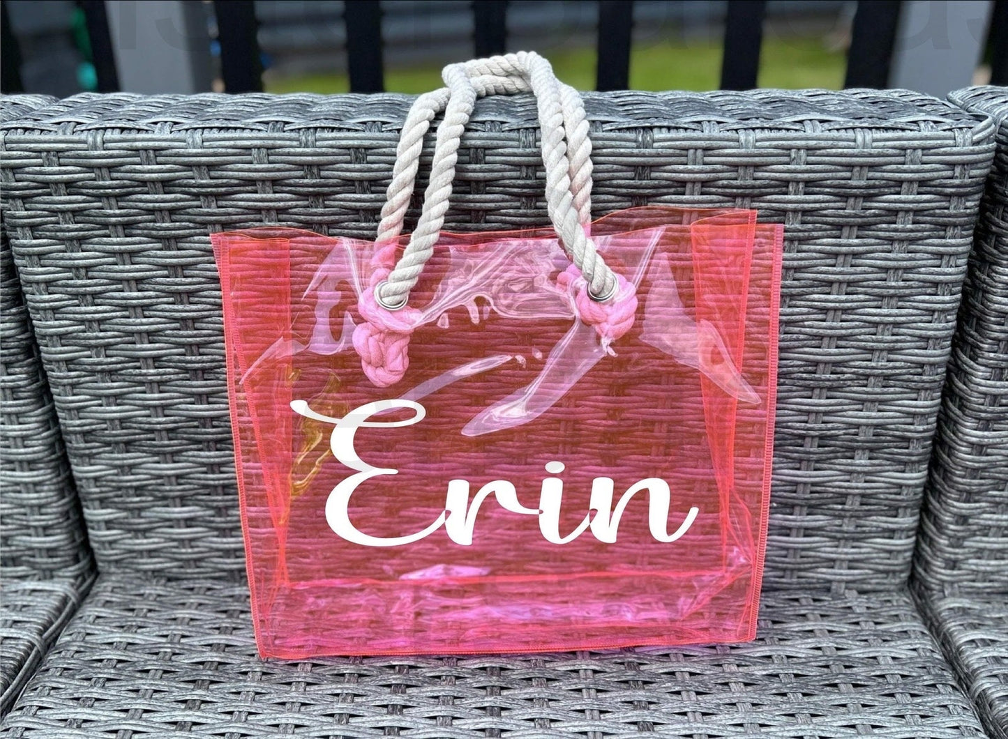 Personalised Hen Do PVC Beach Bag, Beach Bag with Sturdy Rope Handle - various colours available, perfect for holiday, neon beach bags,