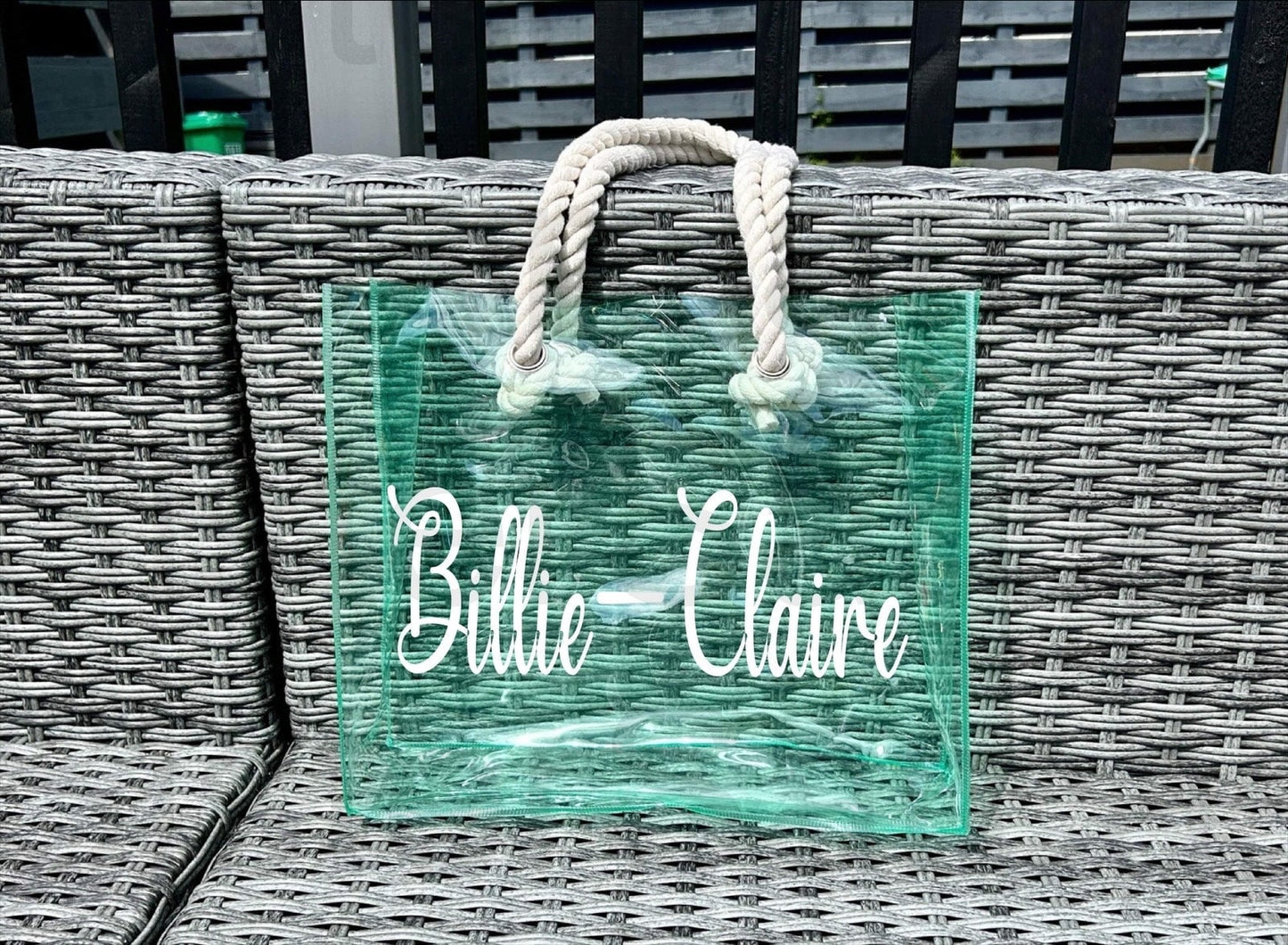 Personalised Kids PVC Swimming Bag, Beach Bag with Sturdy Rope Handle - various colours available, perfect for holiday, neon beach bags,