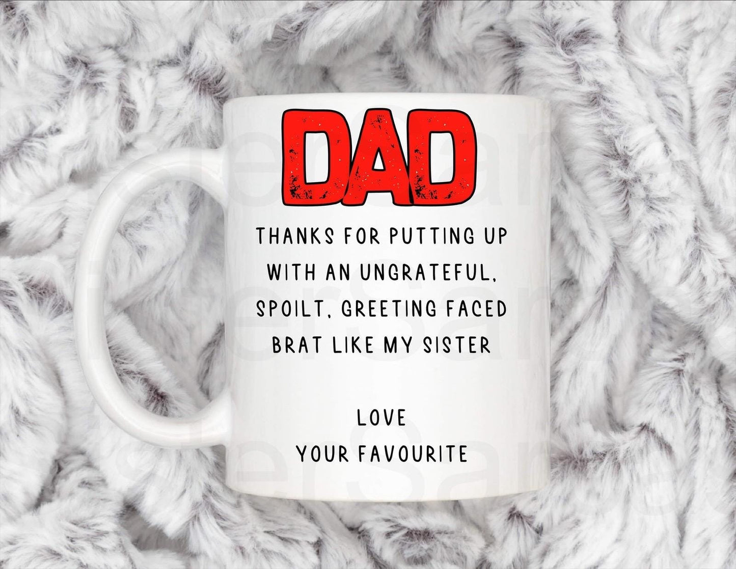 Funny Thanks for putting up with my Sister Dad Mug, Personalised Gift, Christmas Gift, Birthday Gift, Father’s Day, Best Dad Gift