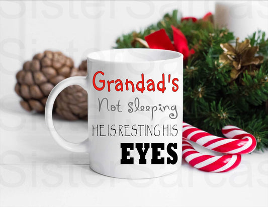 Funny Grandad’s not Sleeping Grandad Mug, Personalised Gift, Christmas Gift, Birthday Gift, Father’s Day, Best Grandad Gift