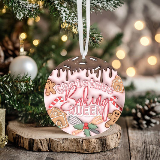 Baking Queen Personalised Christmas Bauble Funny Gift Present Keepsake Novelty Christmas Tree Xmas For Him Her