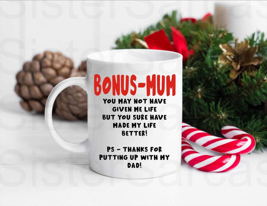 Funny Bonus Mum Step Mum Mug, Personalised Gift, Christmas Gift, Birthday Gift, Mother’s Day, Best Step Mum Gift