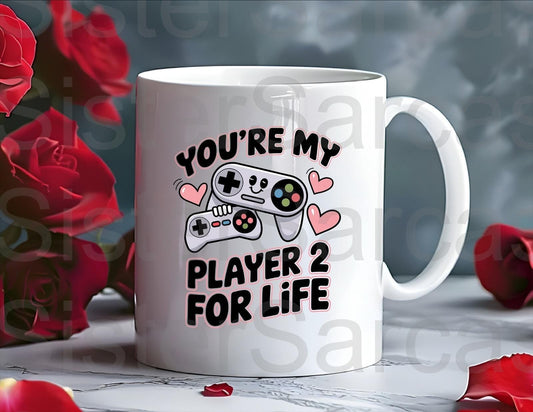 You’re My Player 2 For Life Mug - Relationship Gifts - Birthday Present - Valentines Gift - Novelty Mug - Funny Gift