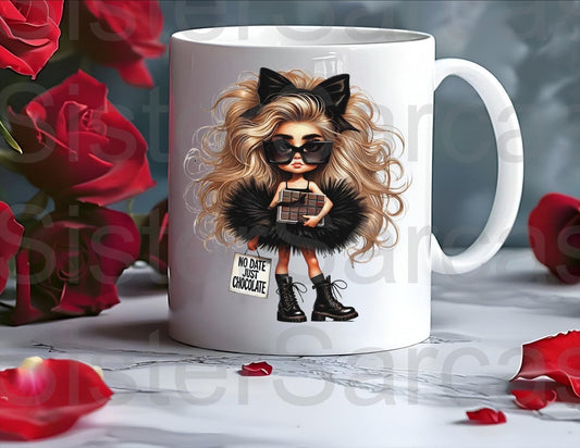 Personalised Mug - Galentines Gift - No Date, Just Chocolate - Bestie Gift - Galentine’s Day Gift - Valentine’s Day Gift - Funny Gift