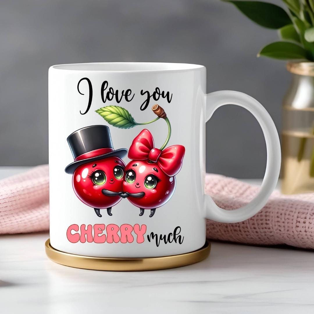 I Love You Cherry Much - Relationship Gifts - Personalised Gift - Birthday Present - Valentines Gift - Novelty Mug - Funny Gift