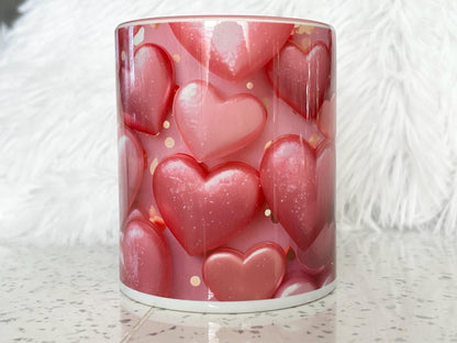 3D Pink Hearts - Relationship Gifts - Personalised Gift - Birthday Present - Valentines Gift - Novelty Mug - Funny Gift