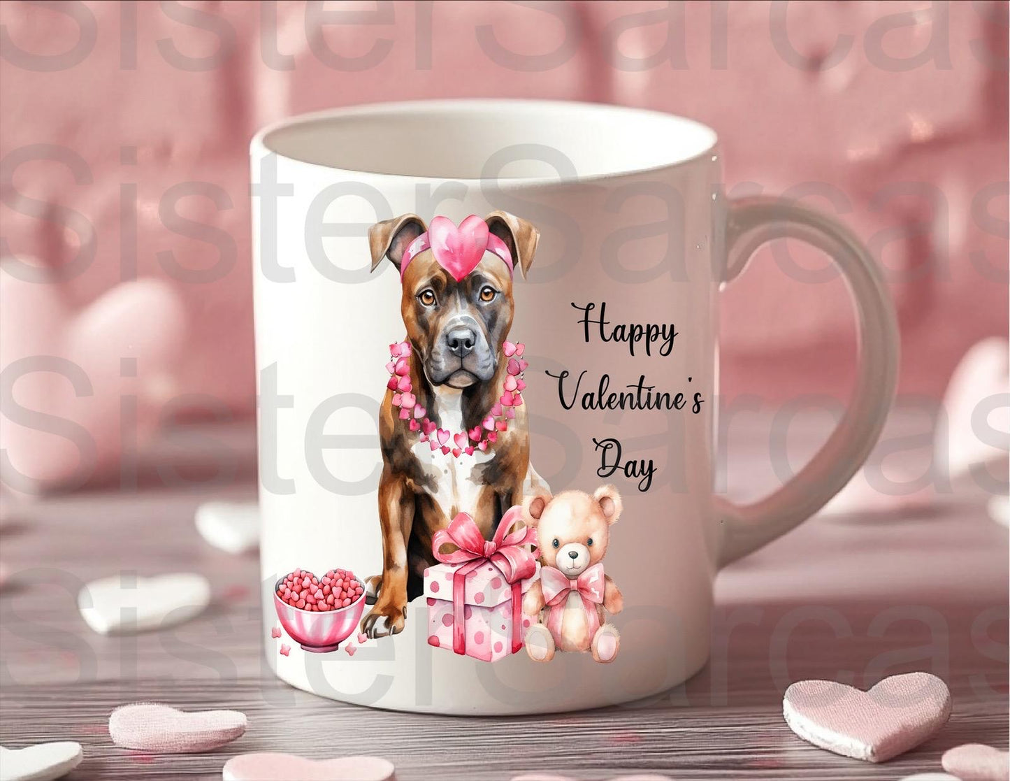 Personalised Mug - Valentines Gift - Staffie Dog - Dog Mum Gift - Dog Dad Gift - Gift From Dog - Valentine’s Day Gift - Funny Gift