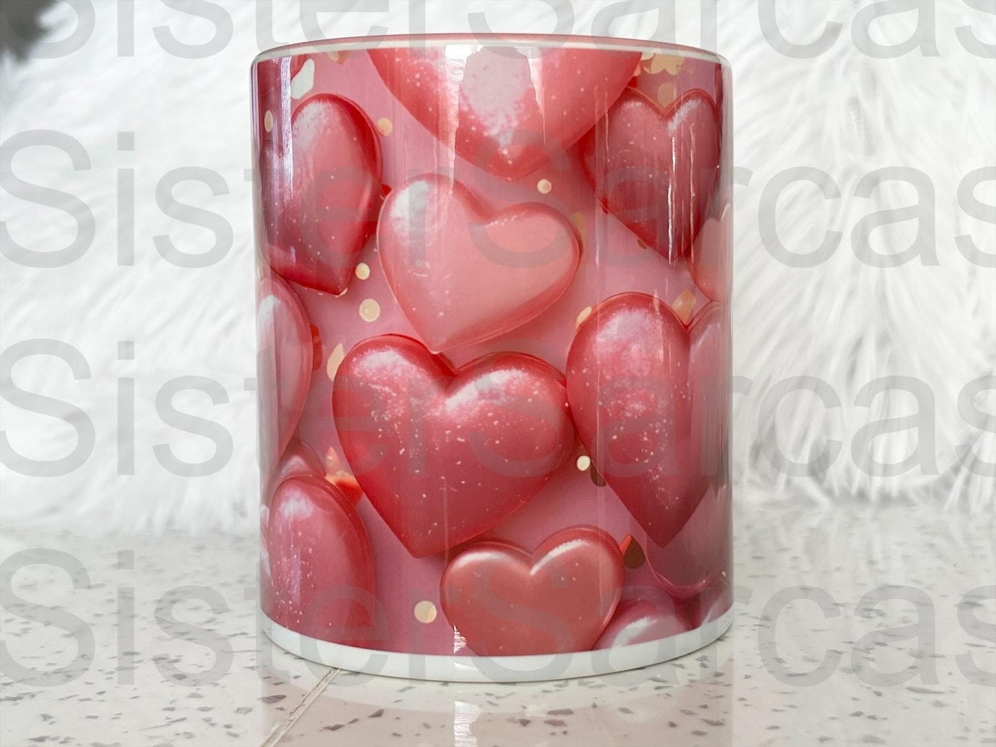 3D Pink Hearts - Relationship Gifts - Personalised Gift - Birthday Present - Valentines Gift - Novelty Mug - Funny Gift