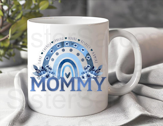 Mommy Blue Floral - Mother’s Day Gift - Funny Gift - Personalised Mug - Mum Gift - Gift For Mum - Mothers Day Gift
