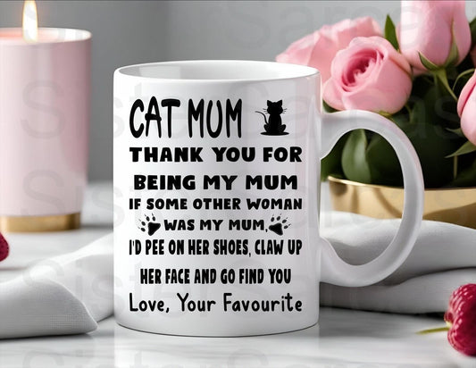 Personalised Mug - Mother’s Day Gift - Gift From The Cat - Thanks For Being My Mum - Cat Mum Gift - Cat Gift - Birthday Gift - Funny Gift