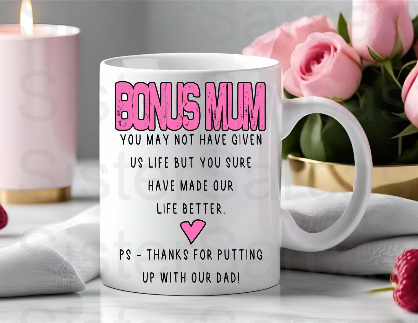 Bonus Mum, Thanks For Putting Up Our Dad - Mother’s Day Gift - Stepmum Gift - Funny Gift - Mothers Day - Personalised Mug - Birthday Gift