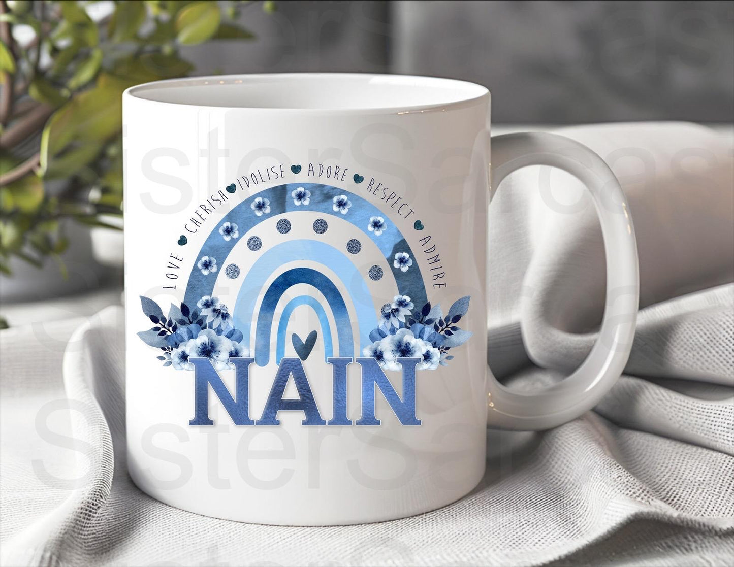 Nain Blue Floral - Birthday Gift - Nain Gift - Personalised Mug - Gift From Grandkids - Gift For Nain - Mother’s Day