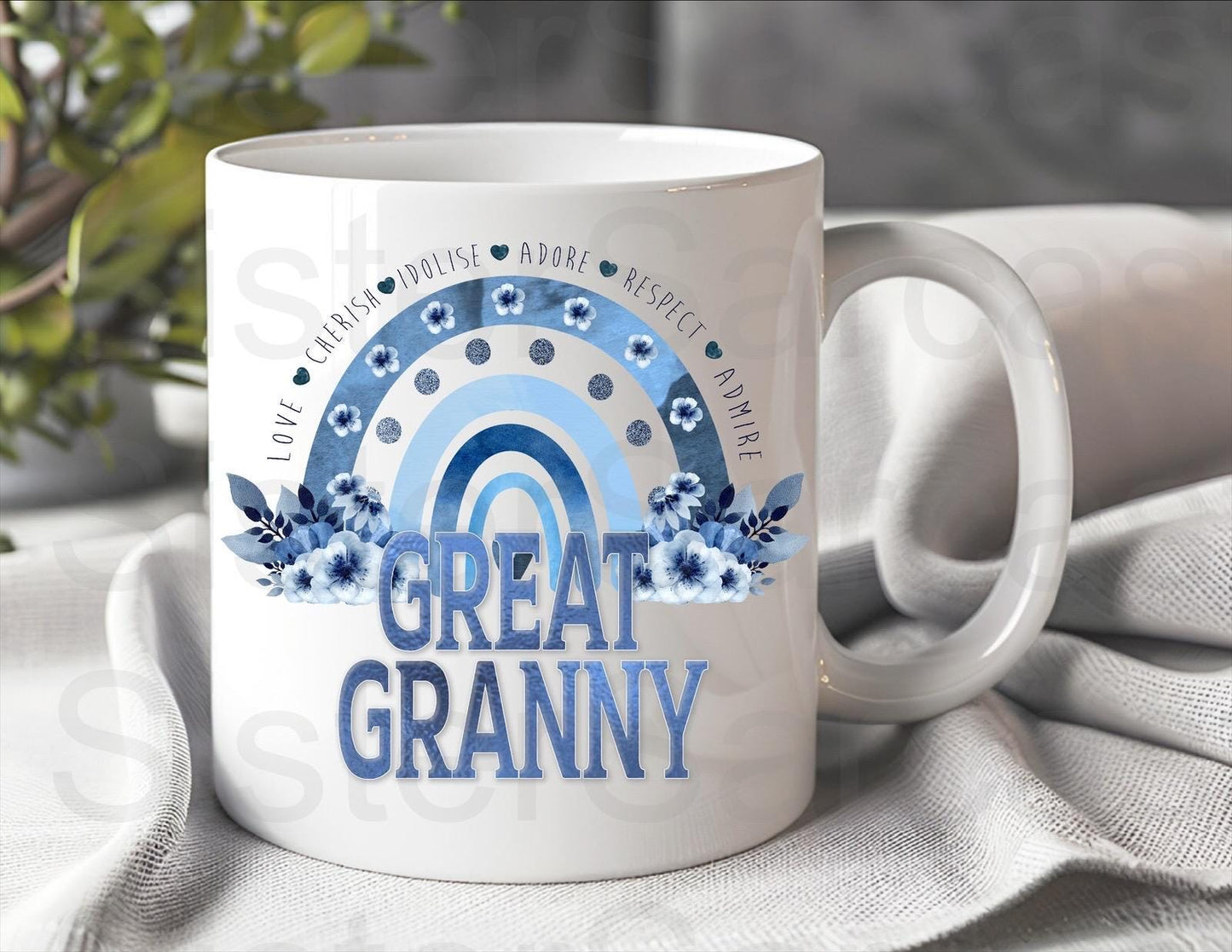 Great Granny Blue Floral - Birthday Gift - Granny Gift - Personalised Mug - Gift From Grandkids - Great Granny Gift - Mother’s Day Gift