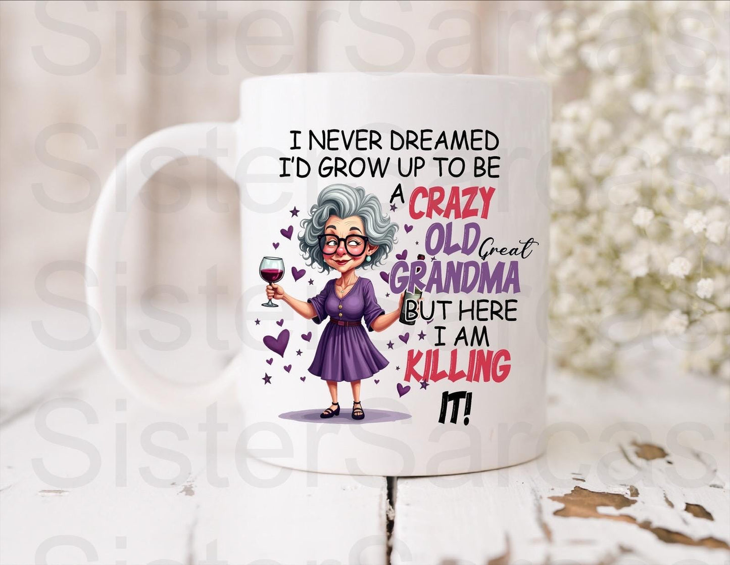 Crazy Great Grandma - Birthday Gift - Funny Grandma Gift - Personalised Mug - Gift From Grandkids - Great Grandma - Mother’s Day Gift