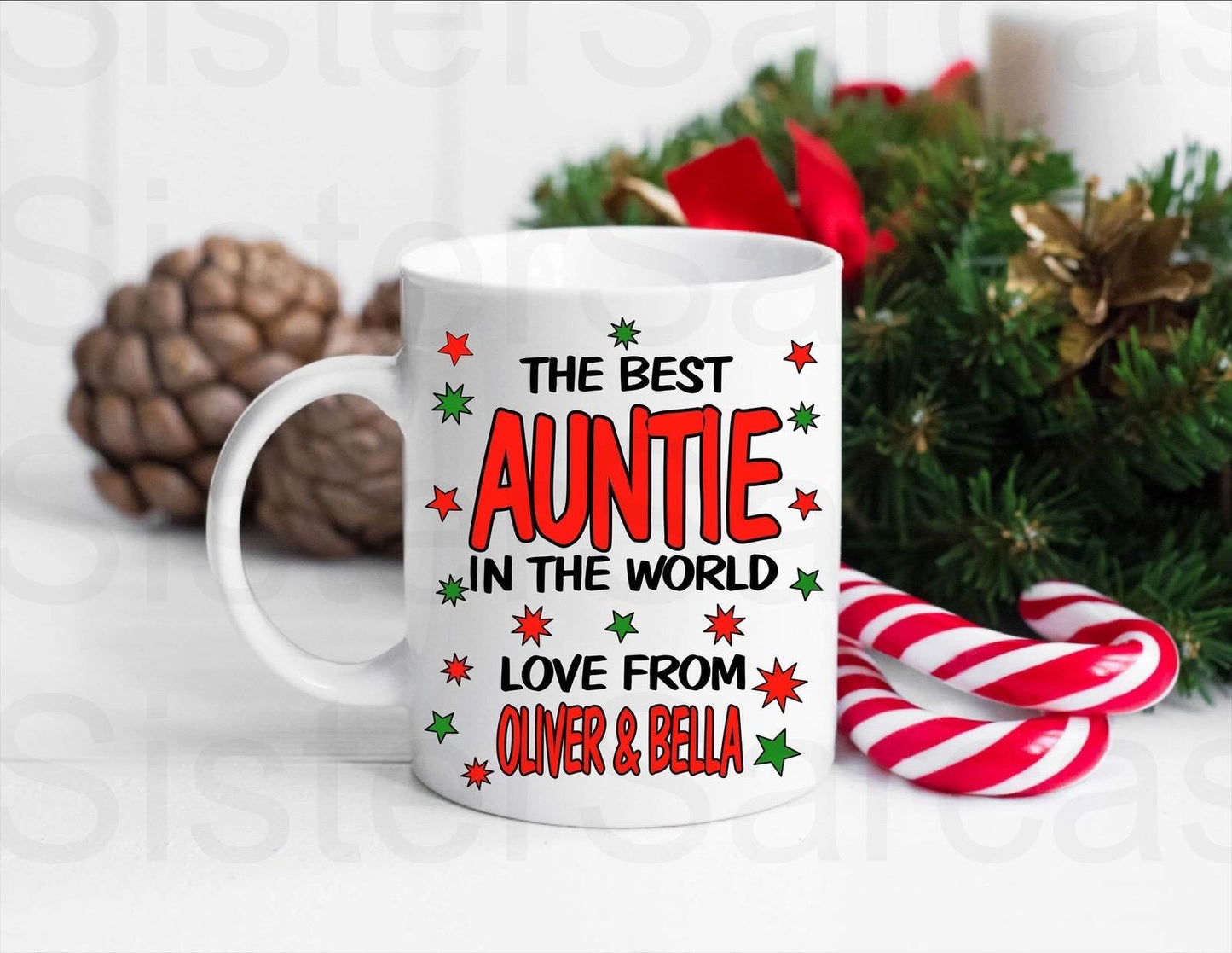 Best Auntie In The World - Personalised Mug - Christmas Gift - Mother’s Day Gift - Birthday Gift - Gift For Sister - Personalised Gift