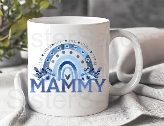 Mammy Blue Floral - Mother’s Day Gift - Funny Gift - Personalised Mug - Mum Gift - Gift For Mum - Mothers Day Gift - Birthday Gift For Mum