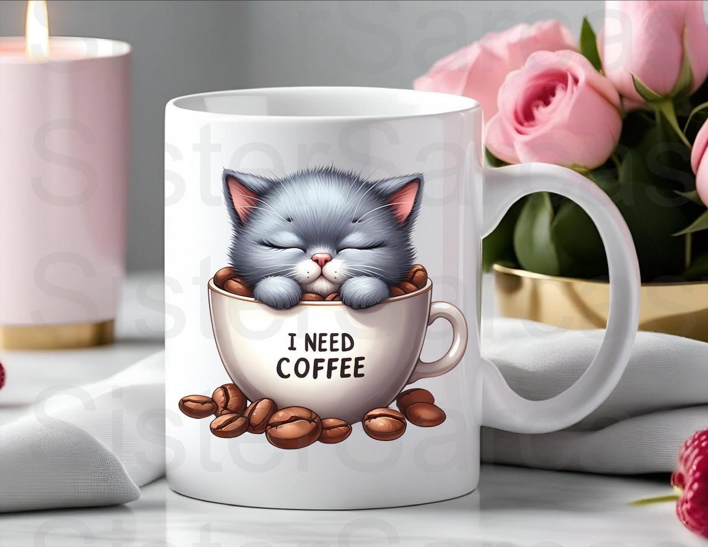 Mother’s Day Gift - Gift From The Cat - I Need Coffee - Cat Mum  - Cat Gift - Birthday Gift - Funny Gift - Personalised Mug