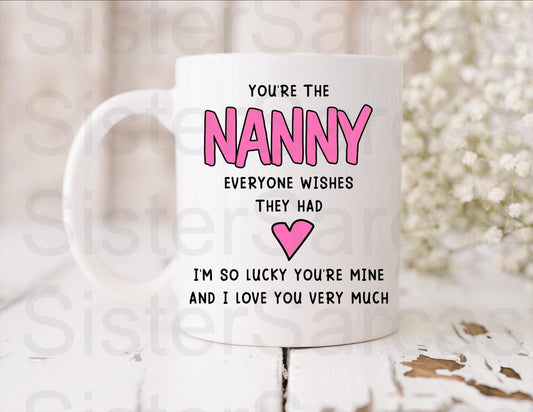 Nanny I’m So Lucky Your Mine - Birthday Gift - Nanny Gift - Personalised Mug - Gift From Grandkids - Gift For Nanny - Mothers Day