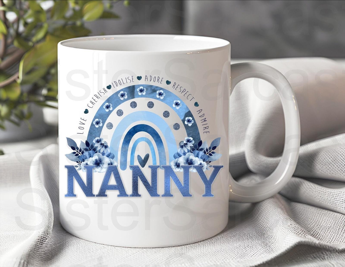 Nanny Blue Floral - Birthday Gift - Nanny Gift - Personalised Mug - Gift From Grandkids - Gift For Nanny - Mothers Day