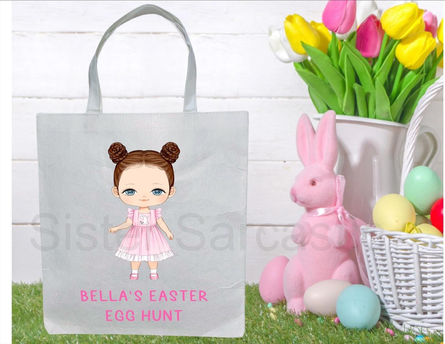 Personalised Girl Easter Gift Bag - Easter Basket For Kids - Easter Bag - Treat Bag - Easter Egg Hunt - Kids Easter - Grandkids Easter