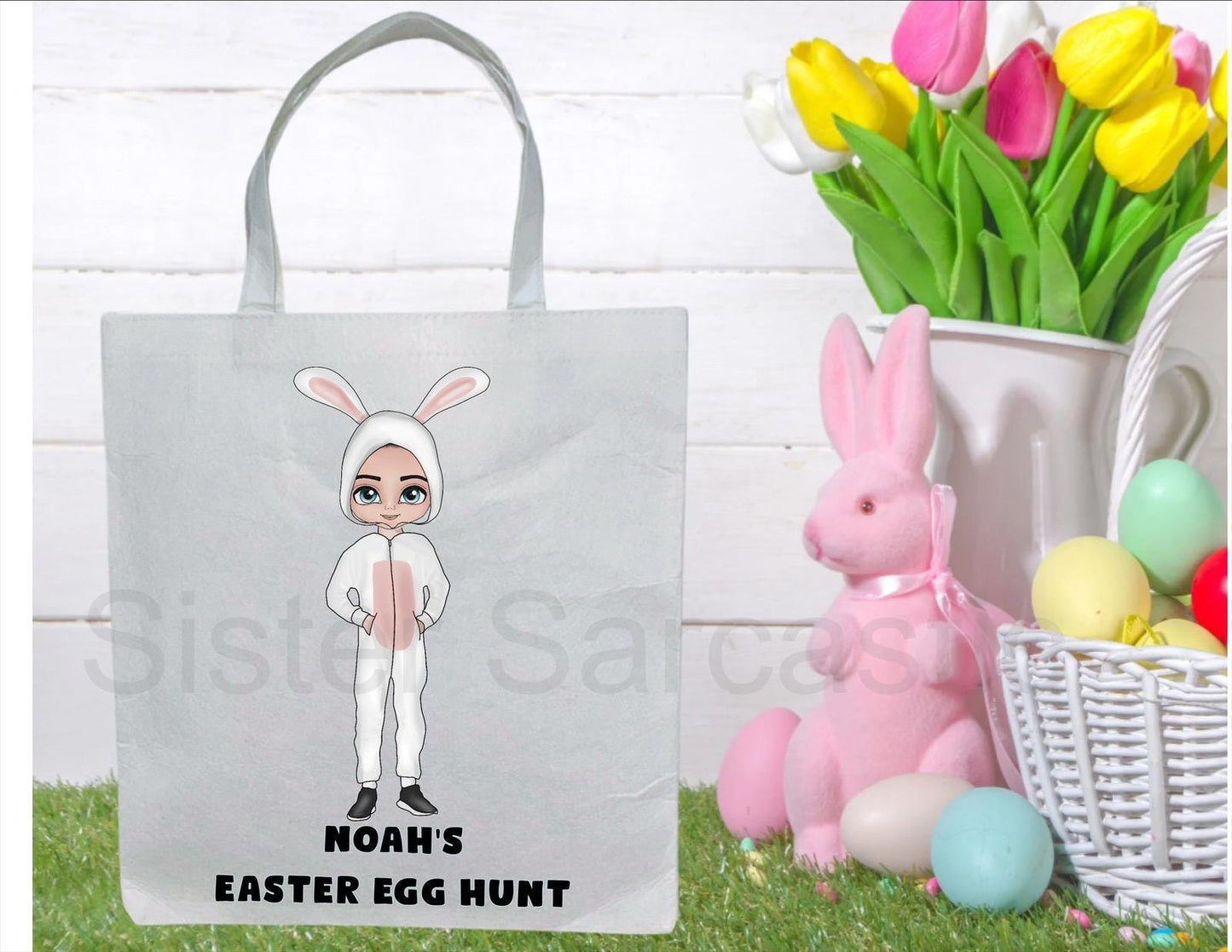 Personalised Boy Easter Gift Bag - Easter Basket For Kids - Easter Bag - Treat Bag - Easter Egg Hunt - Kids Easter - Grandkids Easter