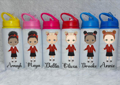 Personalised Little Girl School Water Bottle First Day of School Preschool Nursery Back to School Gift for Her Daughter Granddaughter Niece