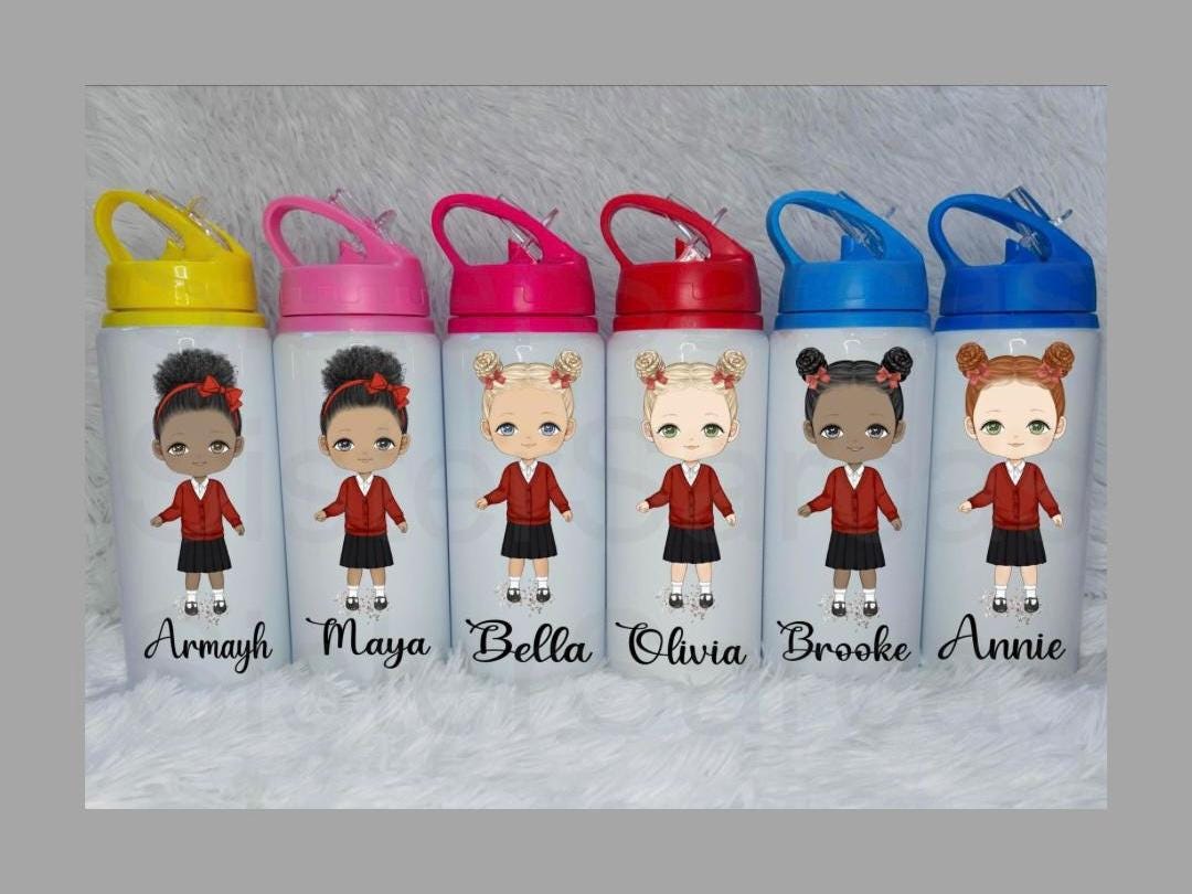 Personalised Little Girl School Water Bottle First Day of School Preschool Nursery Back to School Gift for Her Daughter Granddaughter Niece