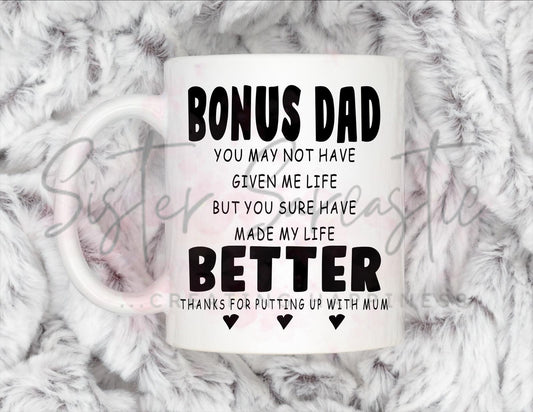 Step Dad Gift - Father’s Day - Bonus Dad Thanks - Stepdad - Fathers Day - Funny Gift - Personalised Mug - Birthday Present