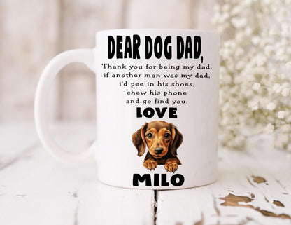 Dog Dad Gift - Father’s Day - Dachshund - Fathers Day - Funny Gift - Personalised Mug - Birthday Present - Gift From Dog