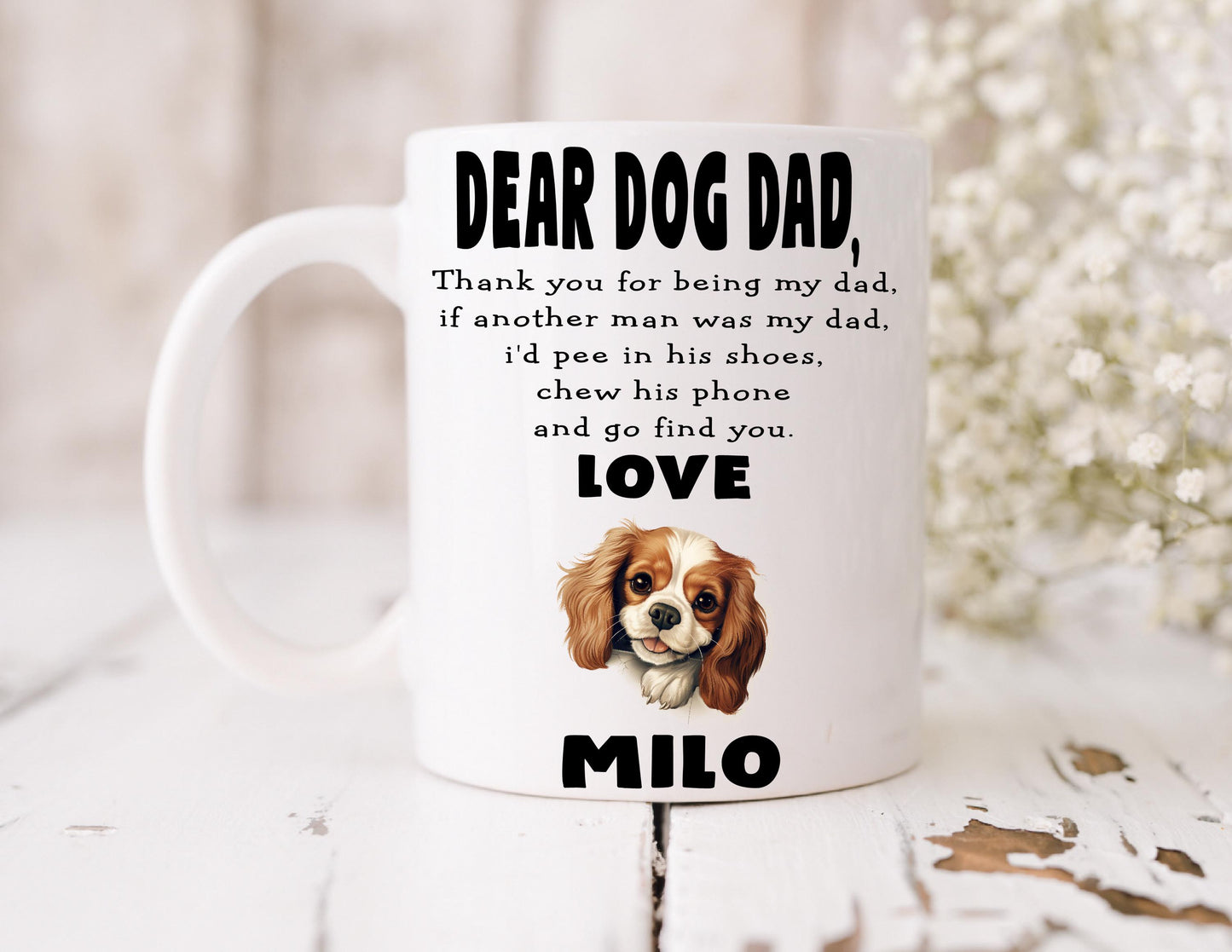 Dog Dad Gift - Father’s Day - King Charles Cavalier - Fathers Day - Funny Gift - Personalised Mug - Birthday Present - Gift From Dog