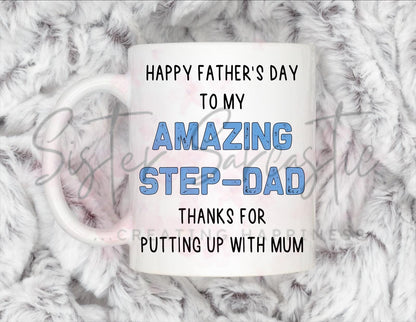 Step Dad Gift - Father’s Day - Thanks For Putting Up With Mum - Stepdad - Fathers Day - Funny Gift - Personalised Mug - Birthday Present