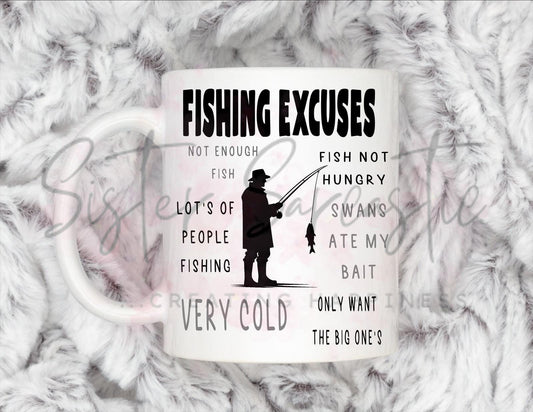 Dad Gift - Father’s Day - Fishing Excuses - Fathers Day - Funny Gift - Personalised Mug - Birthday Present - Gift For Dad