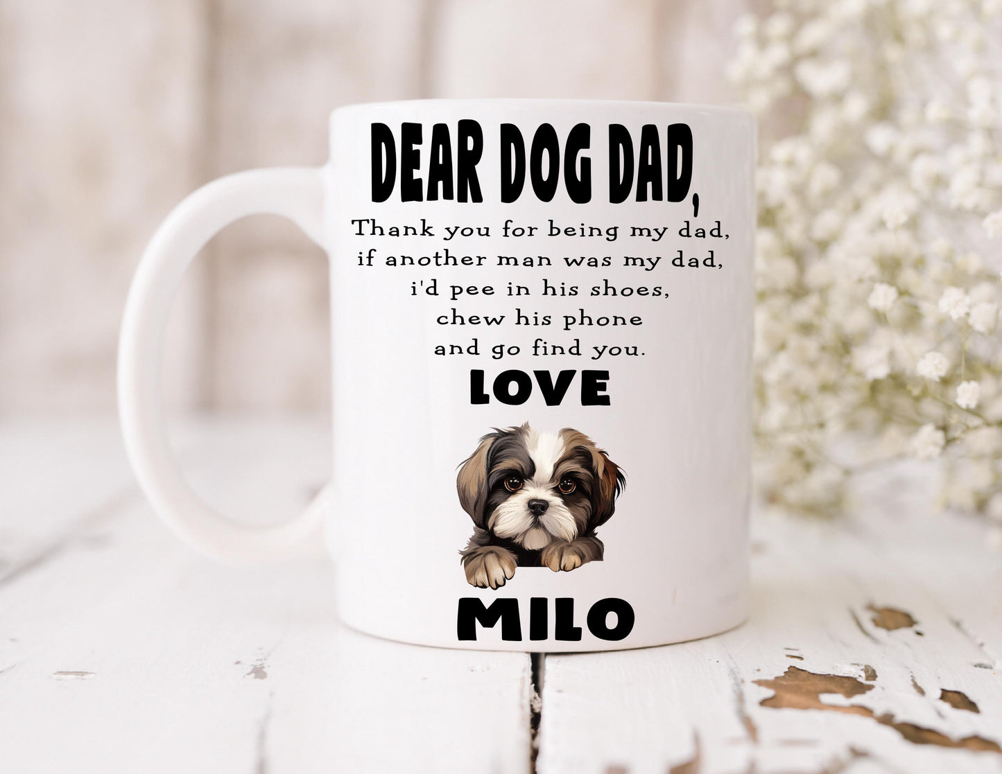 Dog Dad Gift - Father’s Day - Shih Tzu - Fathers Day - Funny Gift - Personalised Mug - Birthday Present - Gift From Dog