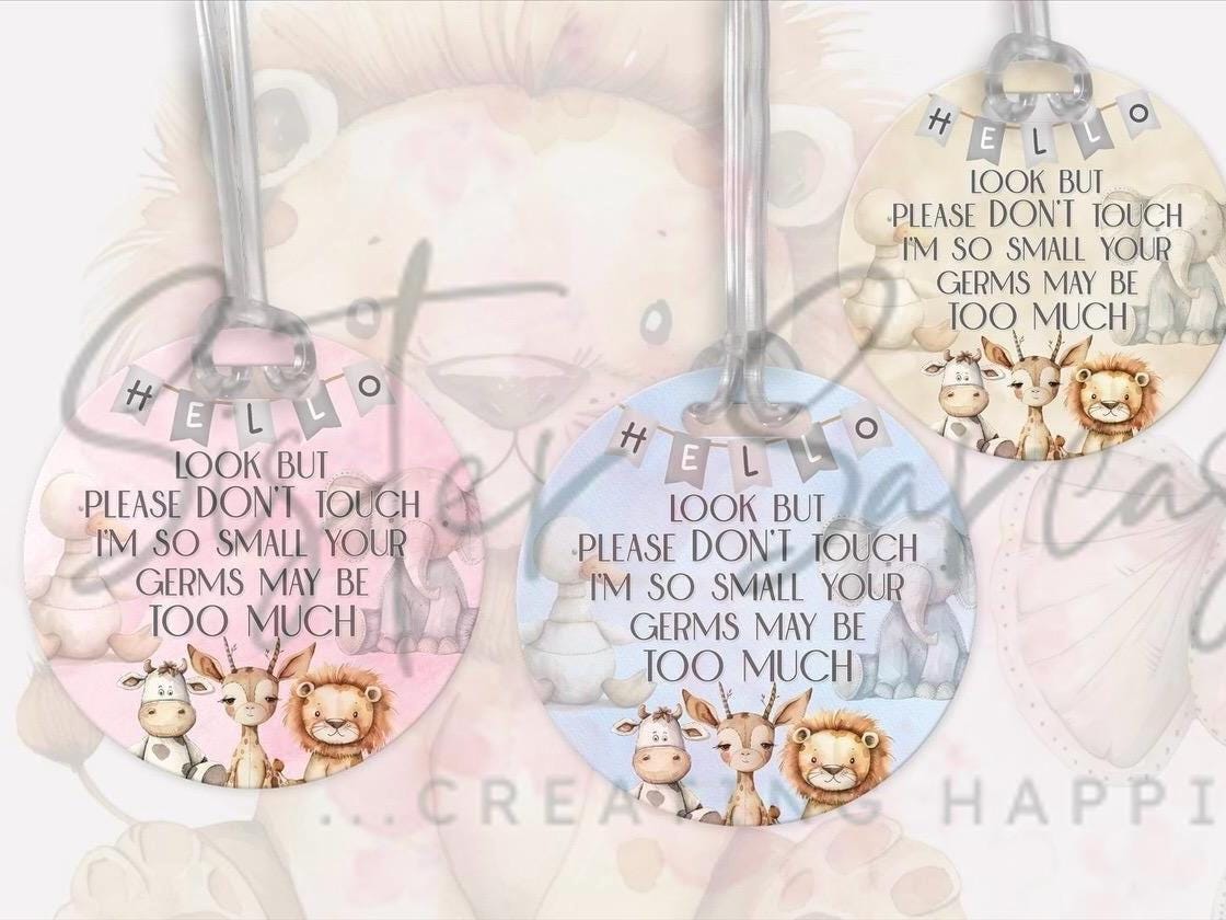 Baby Pram Charm -Car Seat Charm - Don’t Touch Please Your Germs Are Too Big For Me - Baby Shower Gift - Newborn Gift - Baby Boy - Baby Girl